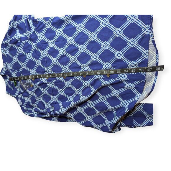 NWOT C. Wonder Printed Button Down Top Navy & White Patterned Size 12 - Picture 13 of 16